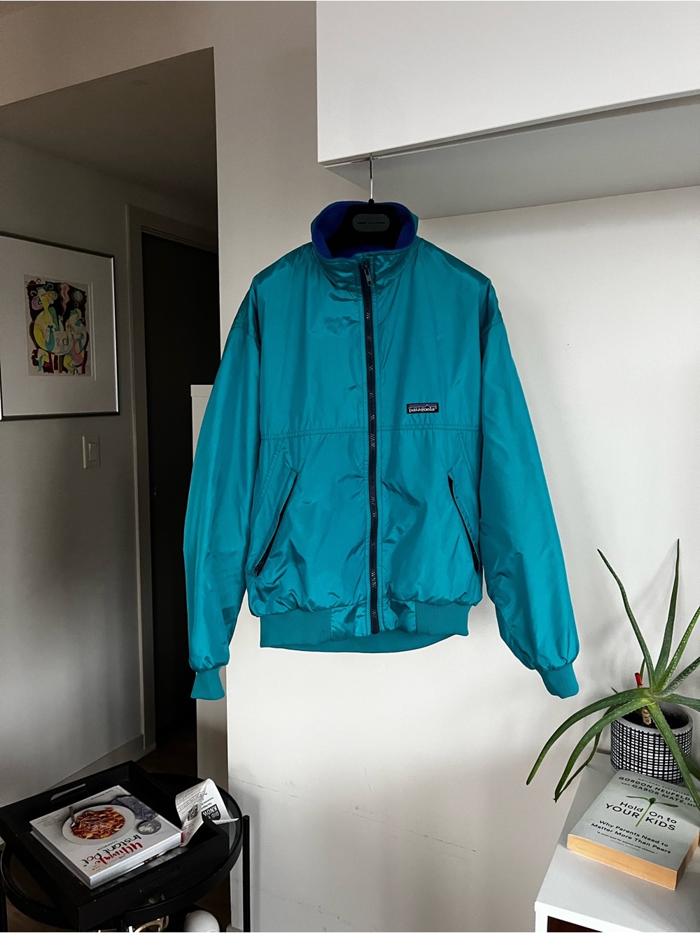 Vintage 90s Patagonia Blue Teal Fleece Lined Full Zip Jacket Size P/S